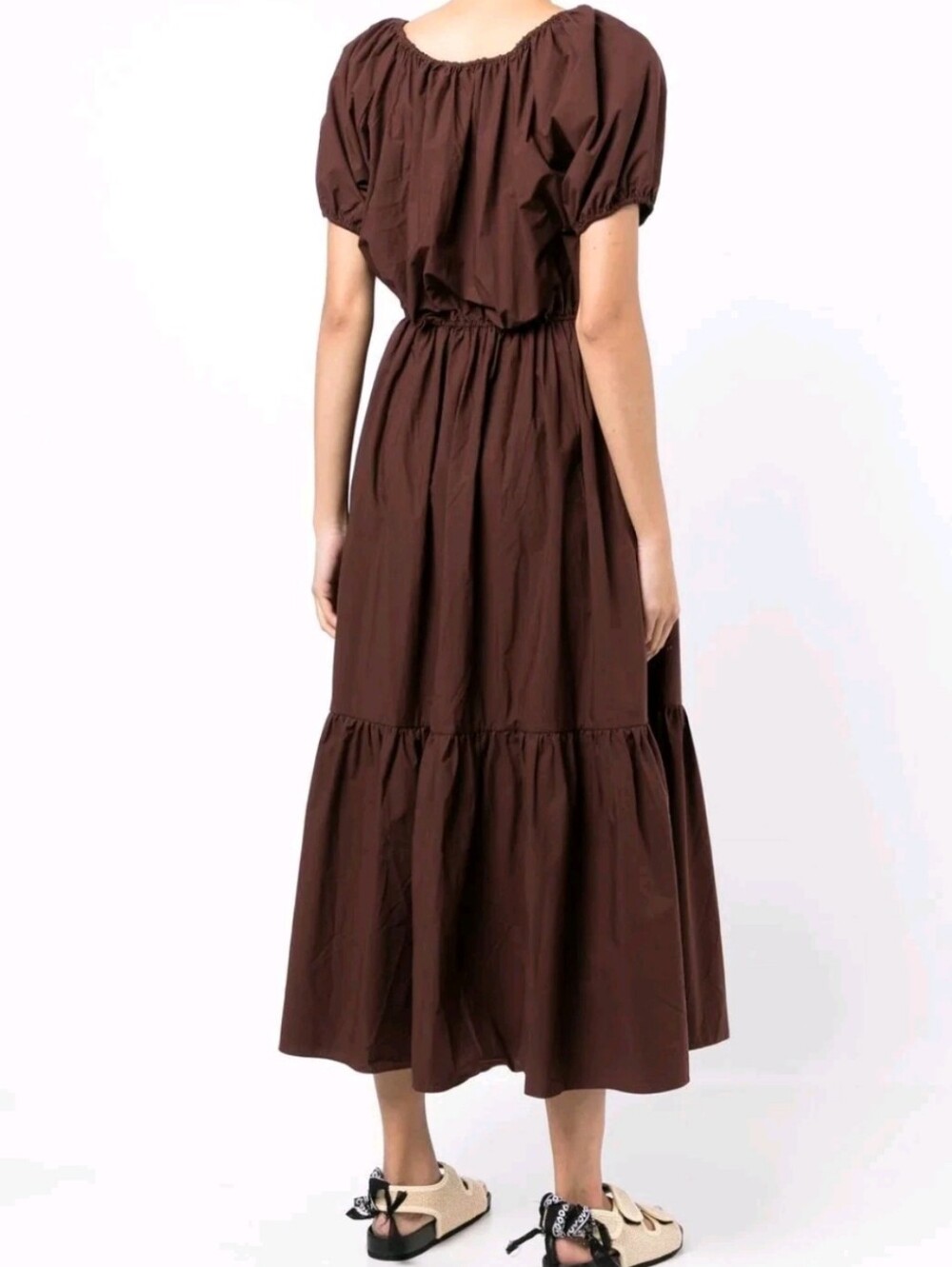 Matteau Chocolate Puff-Sleeve Tiered Dress - Picture 6 of 15